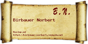 Birbauer Norbert névjegykártya